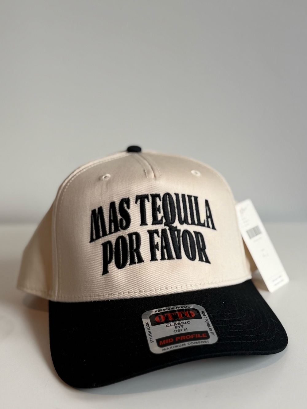 OTTO Two-Tone 'Mas Tequila Por Favor' Cap - Cream & Black